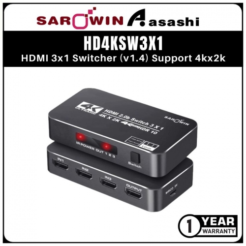 SAROWIN HD4KSW3X1 HDMI 3x1 Switcher (v1.4) Support 4kx2k