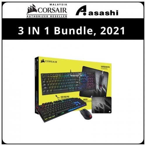 Corsair 3 IN 1 Bundle, 2021 Edition (K60 RGB Pro Keyboard, HARPOON RGB Pro Mice & MM300 Medium Mouse Pad)