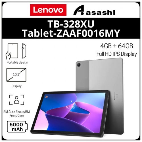 Lenovo TB-328XU Tablet-ZAAF0016MY-(Unisoc T610 (8C, 2x A75 @1.8GHz + 6x A55 @1.8GHz)/4GB Ram/64GB Storage/10.1