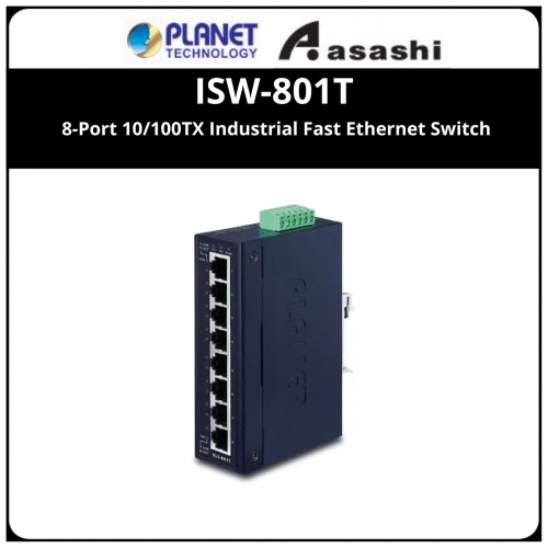Planet ISW-801T 8-Port 10/100TX Industrial Fast Ethernet Switch (-40~75 degrees C operating temperature)