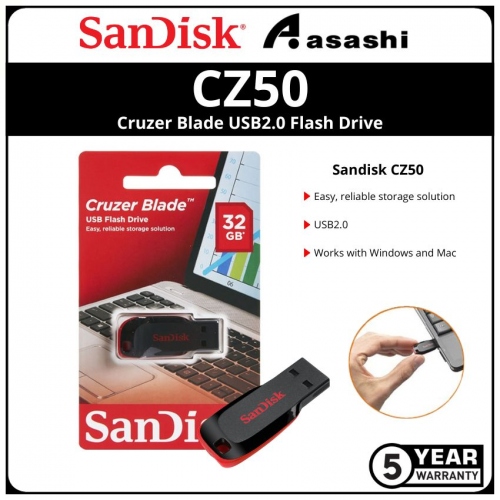 Sandisk CZ50 32GB Cruzer Blade Usb2.0 Flash Drive (SDCZ50-032G-B35)