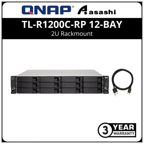 Qnap TL-R1200C-RP 12-Bay(USB) 2U Rackmount USB 3.2 Gen 2 Type-C high-capacity JBOD storage enclosure with redundant power