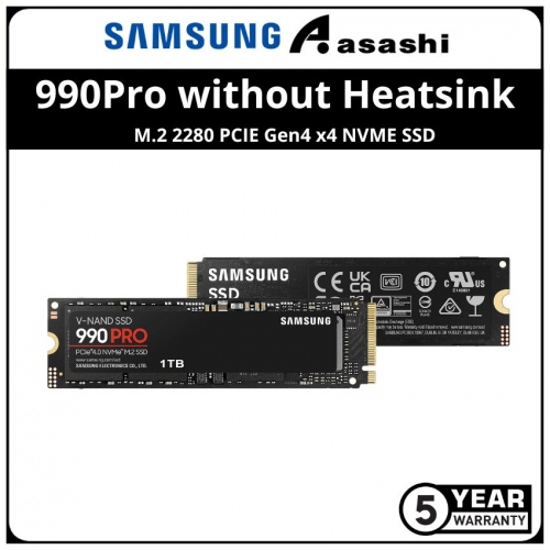 Samsung 990Pro 1TB M.2 2280 PCIE Gen4 x4 NVME SSD - MZ-V9P1T0BW (Up to 7450MB/s Read Speed & 6900MB/s Write Speed)