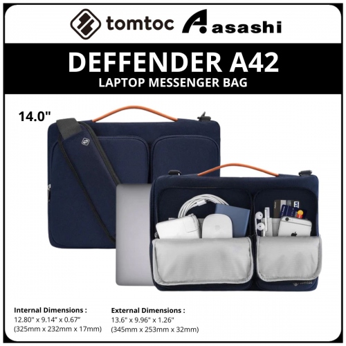 Tomtoc A42D3B1 (Dark Blue) DEFFENDER A42 14inch Laptop Messenger Bag