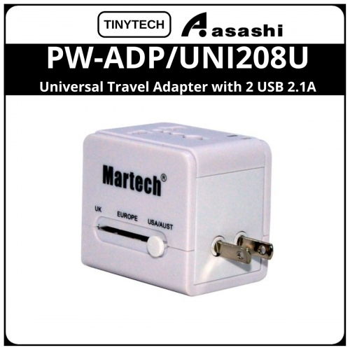 MARTECH Universal Travel Adapter with 2 USB 2.1A