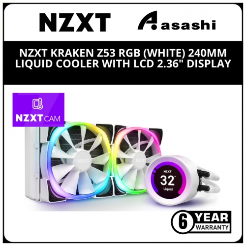 NZXT Kraken Z53 RGB (White) 240mm Liquid Cooler with LCD 2.36