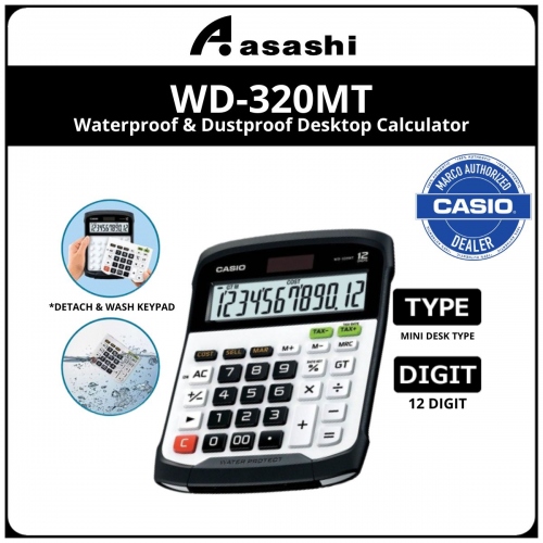 Casio WD-320MT Waterproof & Dustproof Calculator (12months Warrany) MUST KEEP BOX FOR WARRANTY