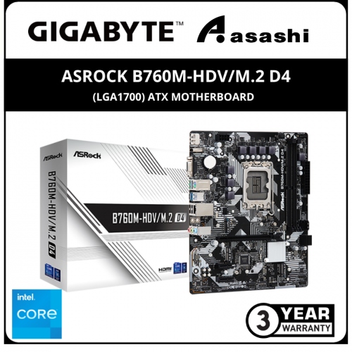 ASRock B760M-HDV/M.2 D4 (LGA1700) ATX Motherboard