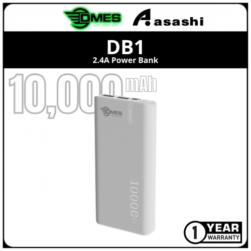 DMES DB1 (White) 10000mAh 2.4A Power Bank - 1Y