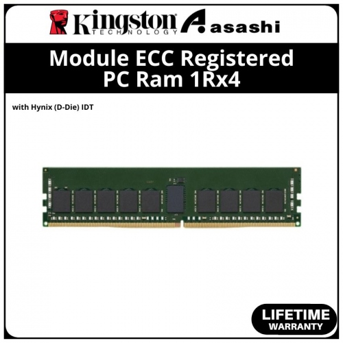Kingston DDR4 16GB 2666MHz 1Rx4 Module ECC Register PC Ram with Hynix (D-Die) IDT - KSM26RS4/16HDI