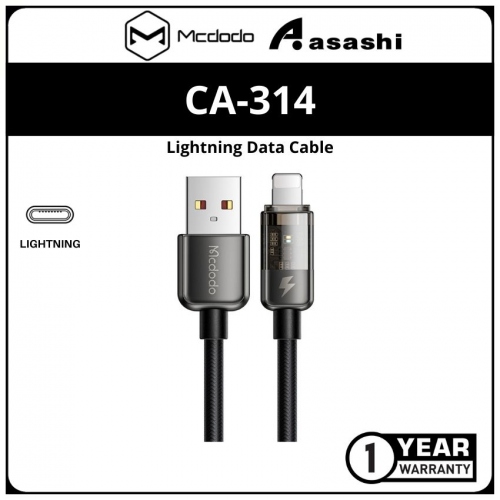 Mcdodo CA-3140 Auto Power Off Lightning Transparent Data Cable 1.2M