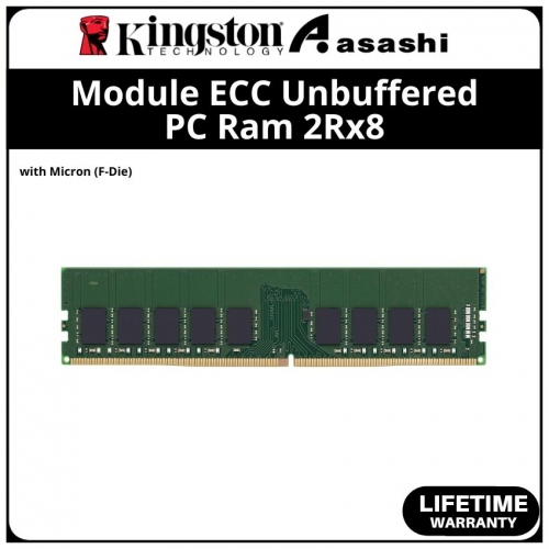 Kingston DDR4 32GB 2666MHz 2Rx8 Module ECC Unbuffered PC Ram with Micron (F-Die) - KSM26ED8/32MF