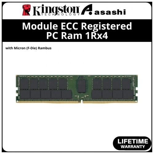 Kingston DDR4 32GB 3200MHz 1Rx4 Module ECC Registered PC Ram with Micron (F-Die) Rambus - KSM32RS4/32MFR
