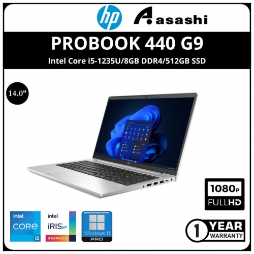 HP Probook 440 G9 Commercial Notebook-7G823PA-(Intel Core i5-1235U/8GB DDR4/512GB SSD/14