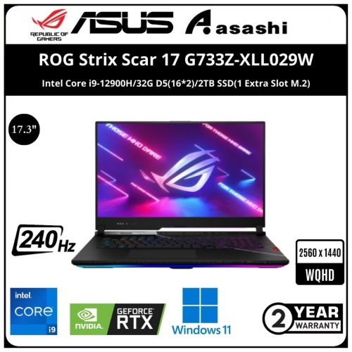 Asus ROG Strix Scar 17 G733Z-XLL029W Gaming Notebook - (Intel Core i9-12900H/32G D5(16*2)/2TB SSD(1 Extra Slot M.2)/17.3