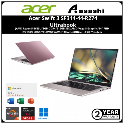 Acer Swift 3 SF314-44-R274 Ultrabook-(AMD Ryzen 5-5625U/8GB DDR4/512GB SSD/AMD Vega 8 Graphic/14
