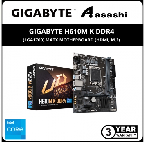 GIGABYTE H610M K DDR4 (LGA1700) mATX Motherboard (HDMI, M.2