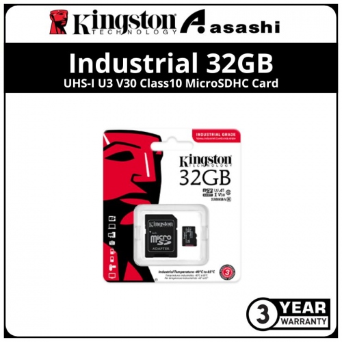 Kingston Industrial 32GB UHS-I U3 V30 Class10 MicroSDHC Card - SDCIT2/32GB