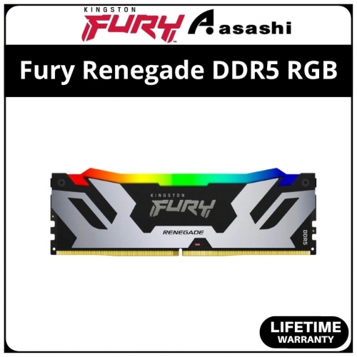 Kingston Fury Renegade Black RGB DDR5 16GB 6800Mhz CL36 XMP Support Performance PC Ram - KF568C36RSA-16