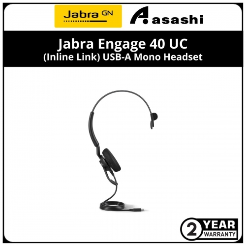 Jabra Engage 40 UC - (Inline Link) USB-A Mono Headset