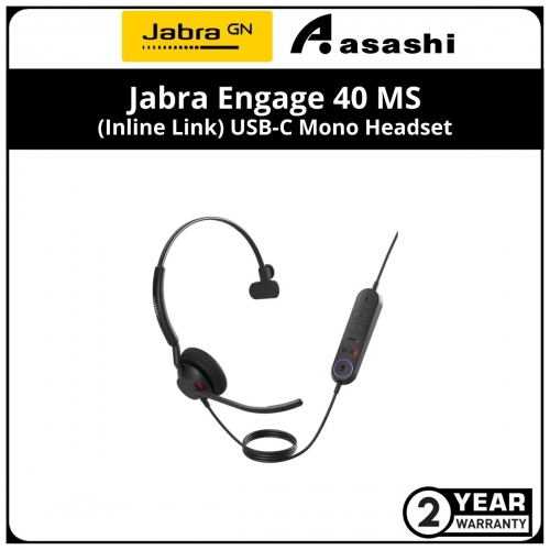 Jabra Engage 40 MS - (Inline Link) USB-C Mono Headset