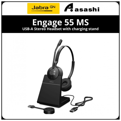 Jabra Engage 55 MS USB-A Stereo Headset with Charging Stand