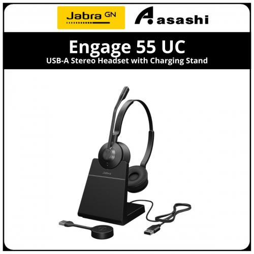 Jabra Engage 55 UC USB-A Stereo Headset with Charging Stand