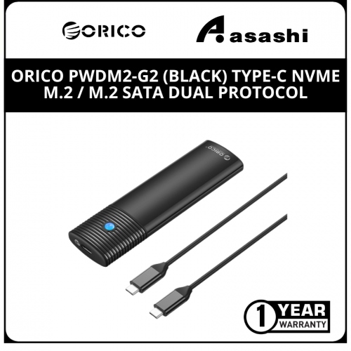 Orico PWDM2-G2 (Black) Type-C NVME M.2 / M.2 SATA Dual Protocol SSD Enclosure - 1Y