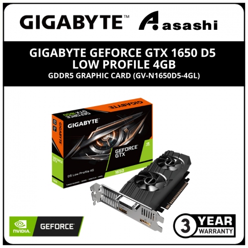 GIGABYTE GeForce GTX 1650 D5 Low Profile 4GB GDDR5 Graphic Card (GV-N1650D5-4GL)