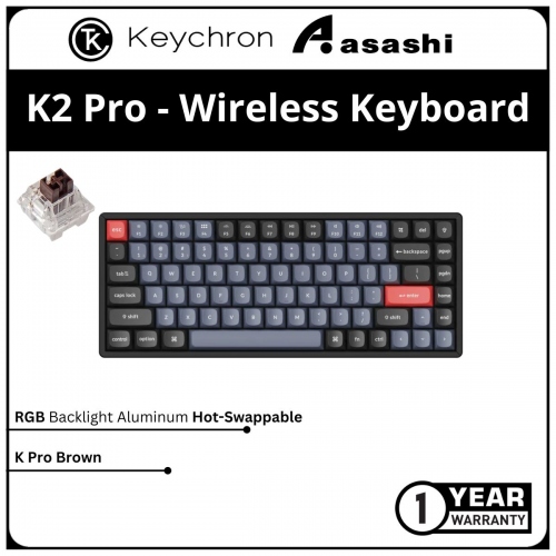 Keychron K2 Pro Hot-Swap RGB Aluminum Wireless Mechanical Keyboard - Keychron K Pro Brown
