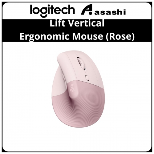 Logitech Lift Vertical Ergonomic Mouse (Rose) Wireless Bluetooth Logi Bolt USB receiver, Quiet clicks