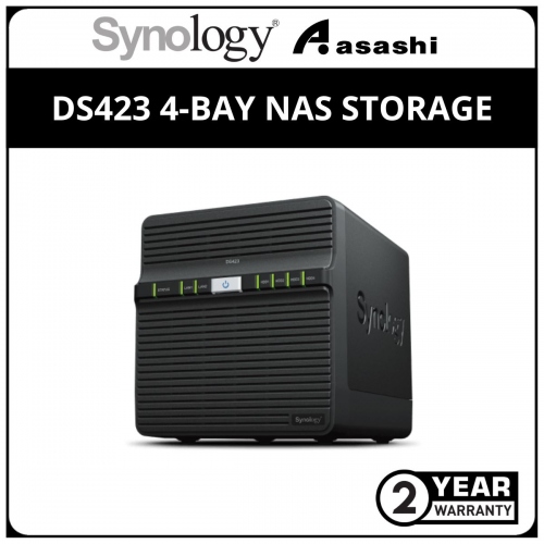 Synology DS423 4 Bay NAS (4-Core 1.7 GHz / 2 GB DDR4 / 2 Gigabit LAN) Tower
