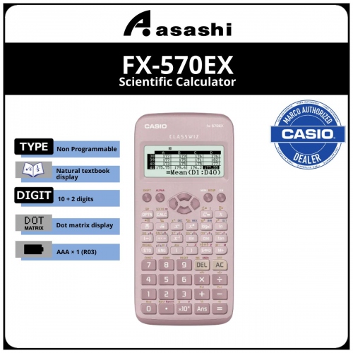 Casio fx-570EX Scientific Calculator - Pink - (12months + 6months e-warrany) MUST KEEP BOX FOR WARRANTY