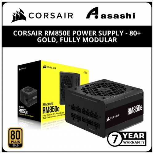 Corsair RM850e Power Supply - 80+ Gold, Fully Modular, 7 Years Warranty