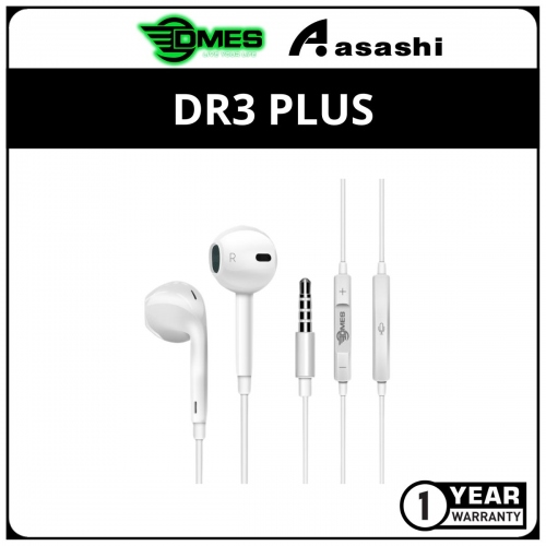 DMES DR3 Plus Wired Earphone Handsfree Stereo Music In Ear Earphone with HiFi Audio / Built In Microphone