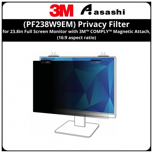 3M (PF238W9EM) Privacy Filter for 23.8in Full Screen Monitor with 3M™ COMPLY™ Magnetic Attach, (16:9 aspect ratio)