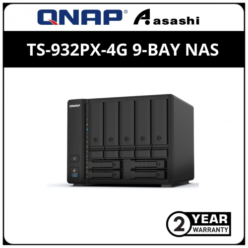 Qnap TS-932PX-4G 9-Bay NAS (AnnapurnaLabs, Alpine AL324, 4-core, 1.7GHz, 4GB D3, 3 x USB3.2 Gen1, 2 x 10GbE & 2 X 2.5GbE)