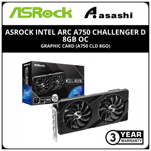 ASRock Intel Arc A750 Challenger D 8GB OC Graphic Card (A750 CLD 8GO)