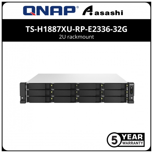 Qnap QuTS Hero Edition TS-h1887XU-RP-E2336-32G 2U rackmount NAS Storage with redundant power supply (Intel® Xeon® E-2334 4C 8T 3.4GHz, up to 4.8GHz, 32 GB RAM(Max 128GB), 2 x 2.5GbE,2 x 10GbE, 4 x USB3.2 Gen2)