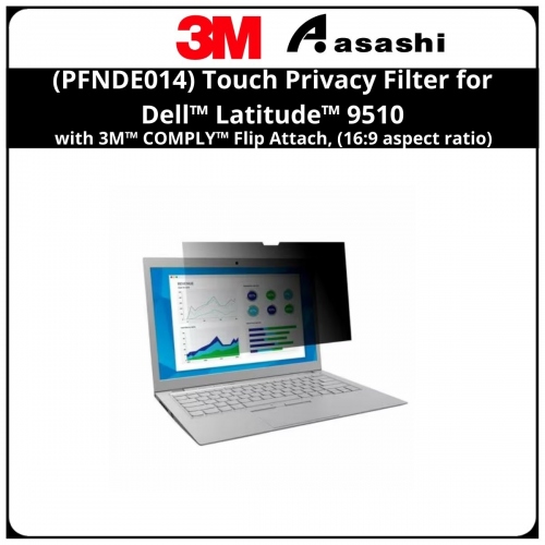 3M™ (PFNDE014) Touch Privacy Filter for Dell™ Latitude™ 9510 with 3M™ COMPLY™ Flip Attach, (16:9 aspect ratio)