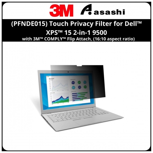 3M™ (PFNDE015) Touch Privacy Filter for Dell™ XPS™ 15 2-in-1 9500 with 3M™ COMPLY™ Flip Attach, (16:10 aspect ratio)