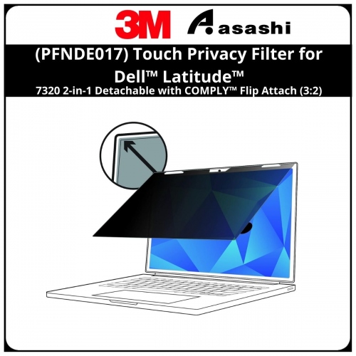 3M™ (PFNDE017) Touch Privacy Filter for Dell™ Latitude™ 7320 2-in-1 Detachable with COMPLY™ Flip Attach (3:2)