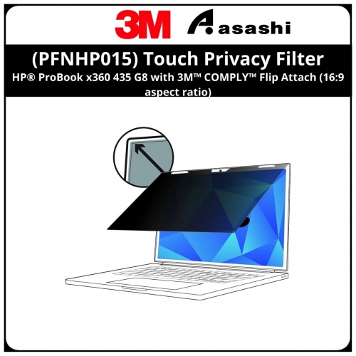 3M™ (PFNHP015) Touch Privacy Filter for HP® ProBook x360 435 G8 with 3M™ COMPLY™ Flip Attach (16:9 aspect ratio)