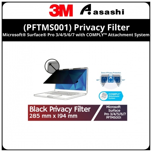 3M™ (PFTMS001) Privacy Filter for Microsoft® Surface® Pro 3/4/5/6/7 with COMPLY™ Attachment System