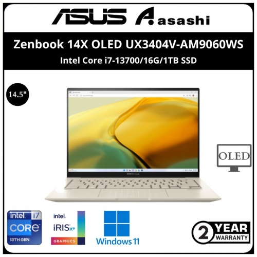 Asus Zenbook 14X OLED UX3404V-AM9060WS-(Intel Core i7-13700/16G/1TB SSD/14.5