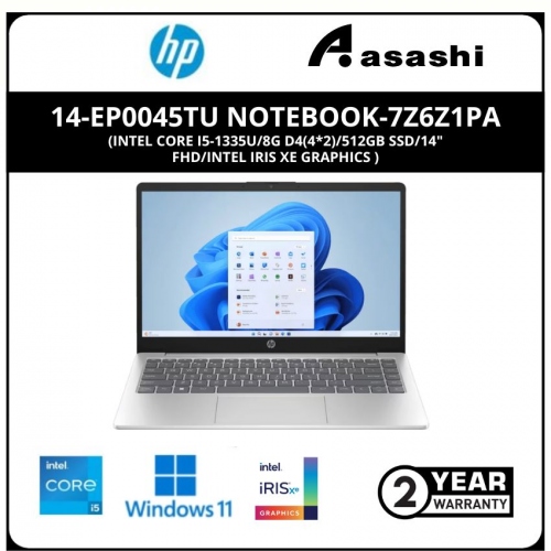 HP 14-ep0045TU Notebook-7Z6Z1PA - (Intel Core i5-1335U/8G D4(4*2)/512GB SSD/14