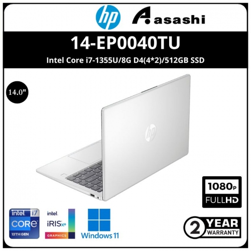 HP 14-ep0040TU Notebook-7Z7B5PA- (Intel Core i7-1355U/8G D4(4*2)/512GB SSD/14