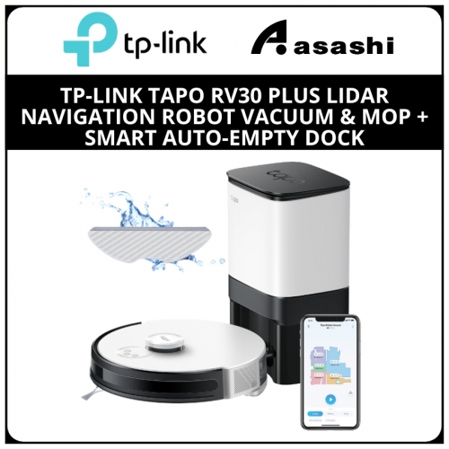 TP-Link Tapo RV30 Plus LiDAR Navigation Robot Vacuum & Mop + Smart Auto-Empty Dock