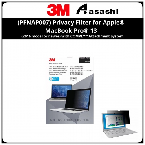 3M™ (PFNAP007) Privacy Filter for Apple® MacBook Pro® 13 (2016 model or newer) with COMPLY™ Attachment System