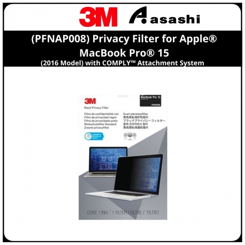 3M™ (PFNAP008) Privacy Filter for Apple® MacBook Pro® 15 (2016 Model) with COMPLY™ Attachment System